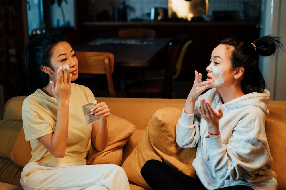 korean ladies using skincare products for sensitive skin