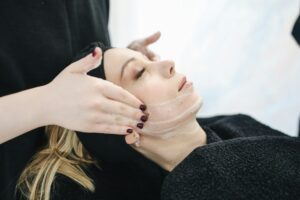 lady applying skin mask skincare for natural beauty routine