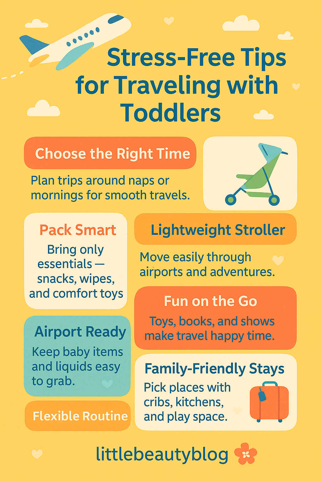 stress free tips for travelling with toddlers infographic