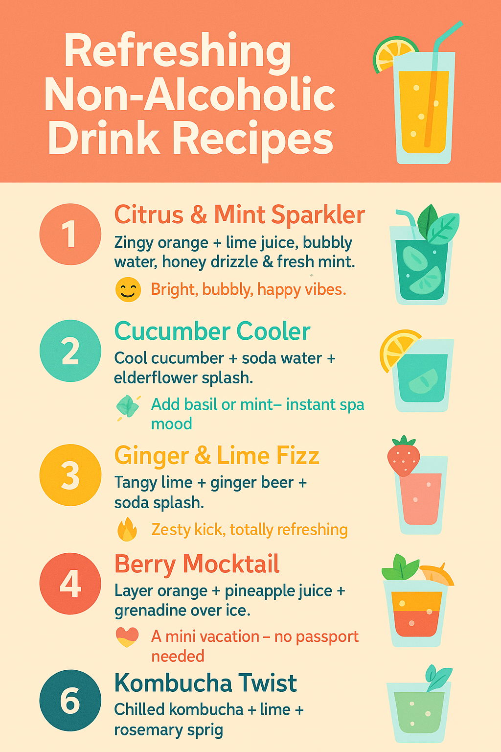 Non-Alcoholic Drink Ideas for Dry January – Refreshing, Tasty and Easy to Make 2 Refreshing Non-Alcoholic Drink Recipes infographics