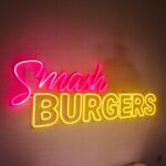 smash beef burger patties sign